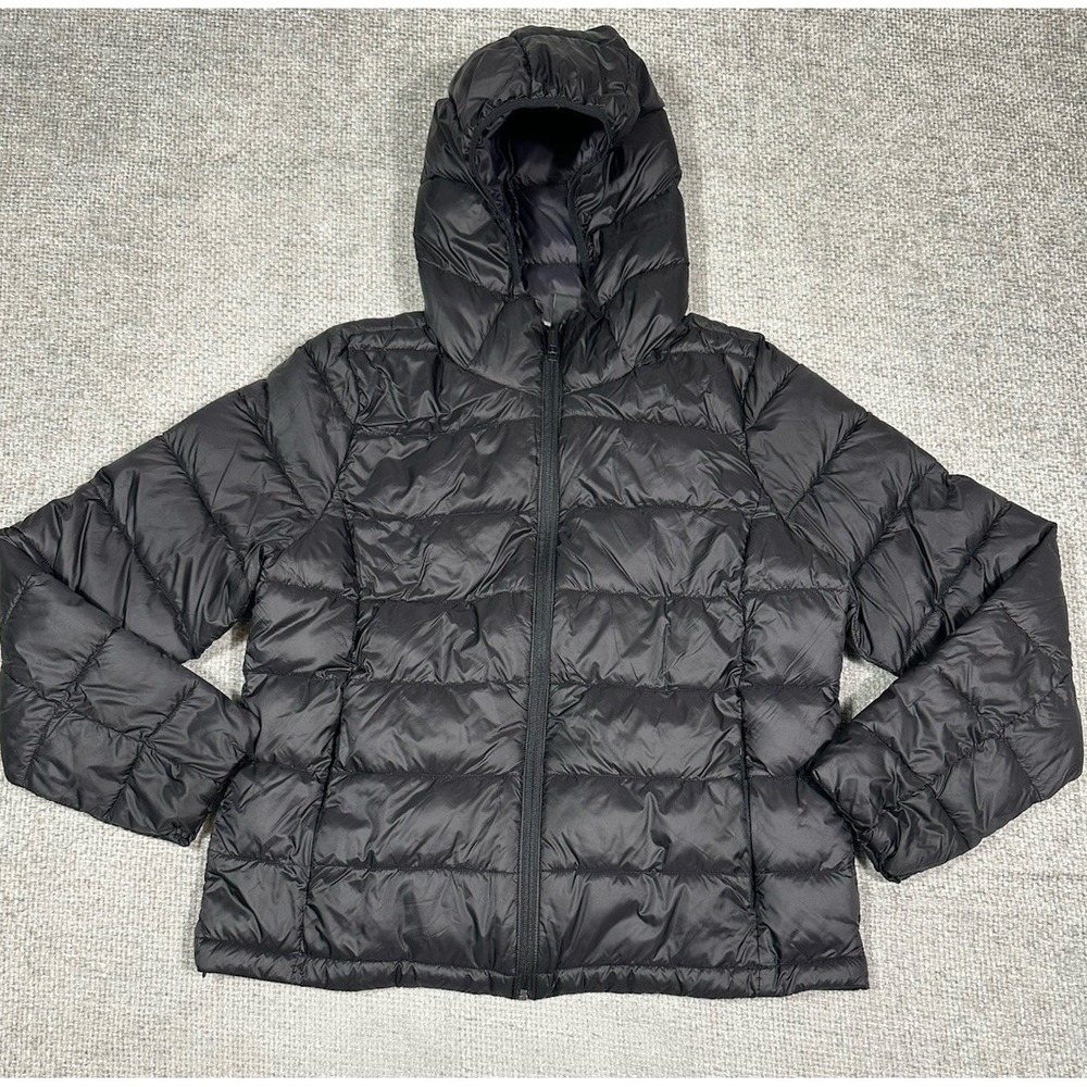 Athleta Black Hooded Puffer Jacket